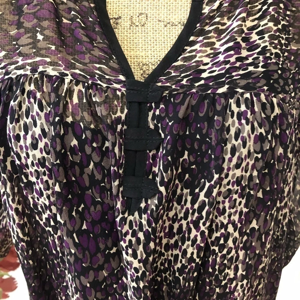 NANETTE Lapore 100% Silk Purple Splash Tunic Sustainable Size 2 - Picture 5 of 8